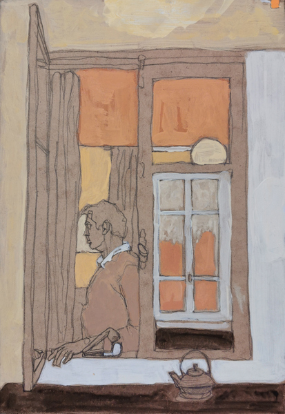 dedans dehors 2 - 21x30 -tempera